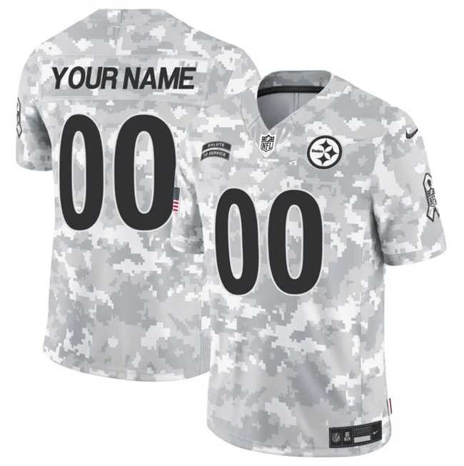 Mens Pittsburgh Steelers Active Player Custom 2024 F.U.S.E Arctic Camo Salute To Service Limited Stitched Football Jersey